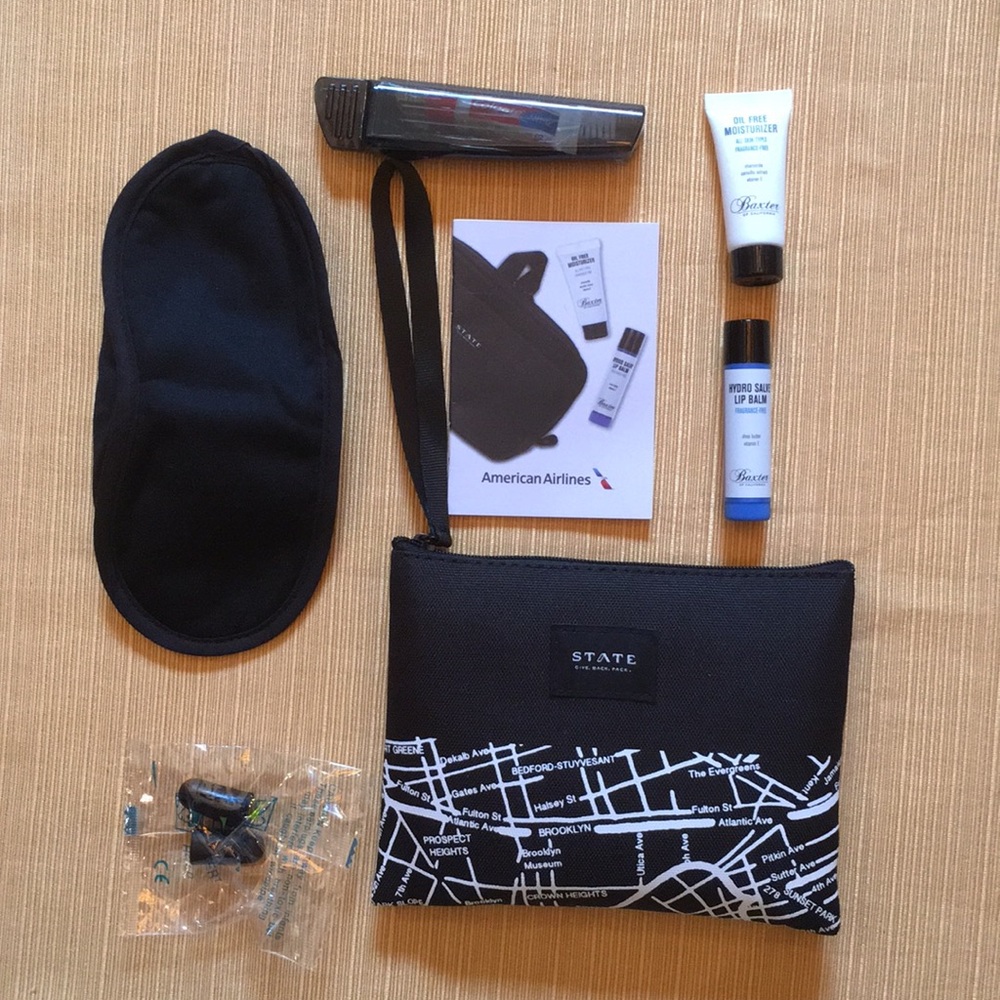 American Airlines amenities kit.